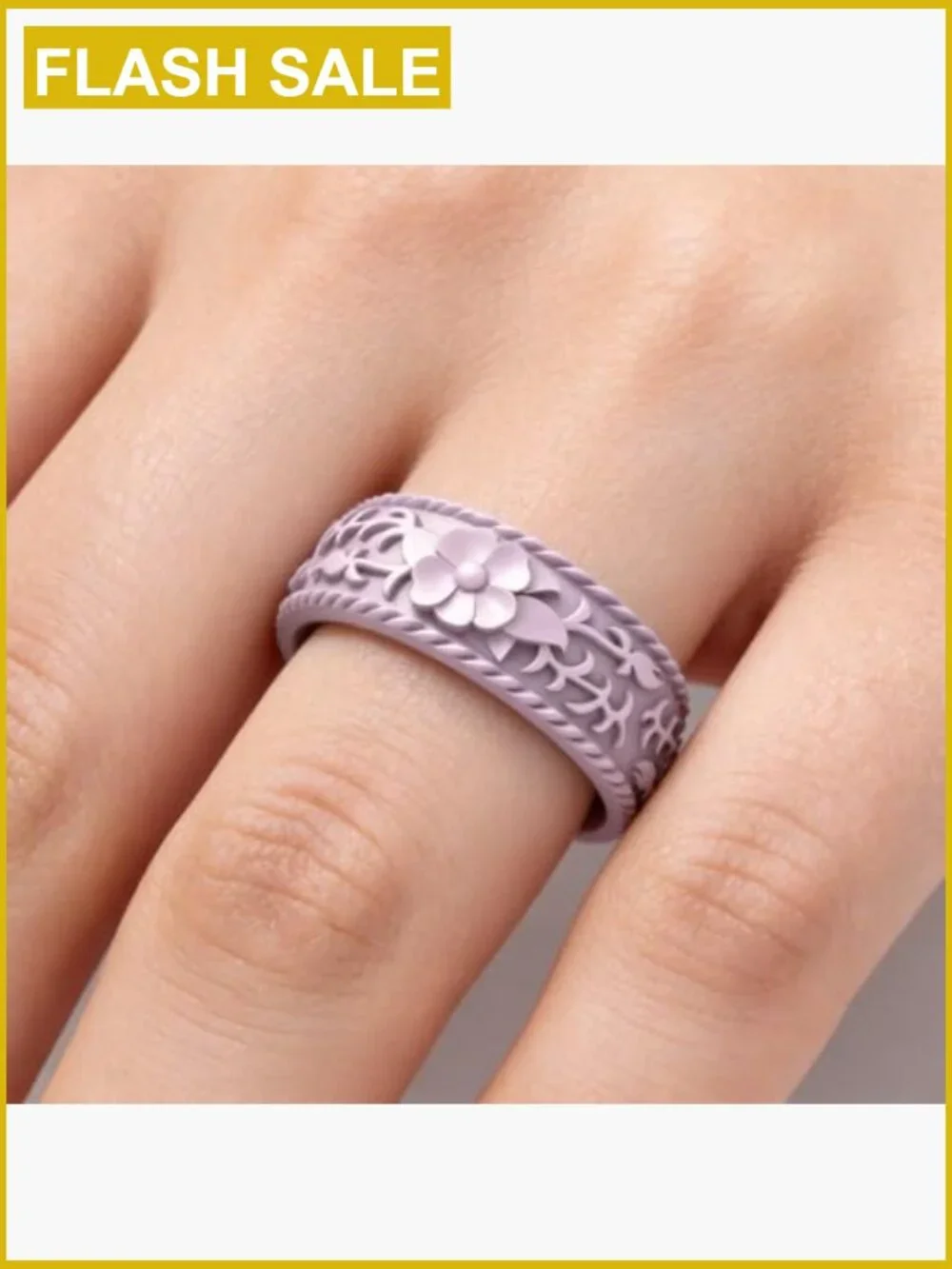 Stackable Silicone Wedding Bands - Flower & Vine Collection Ring 5mm